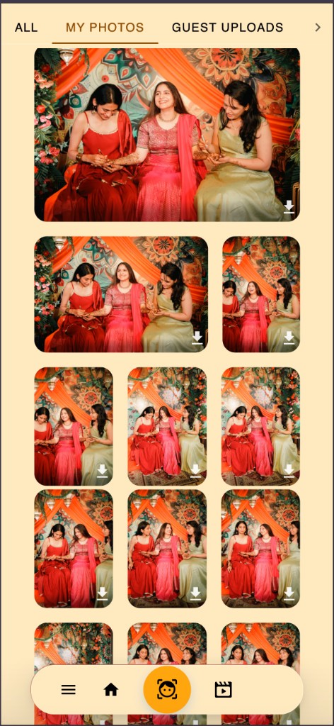 Wedding gallery app screen preview